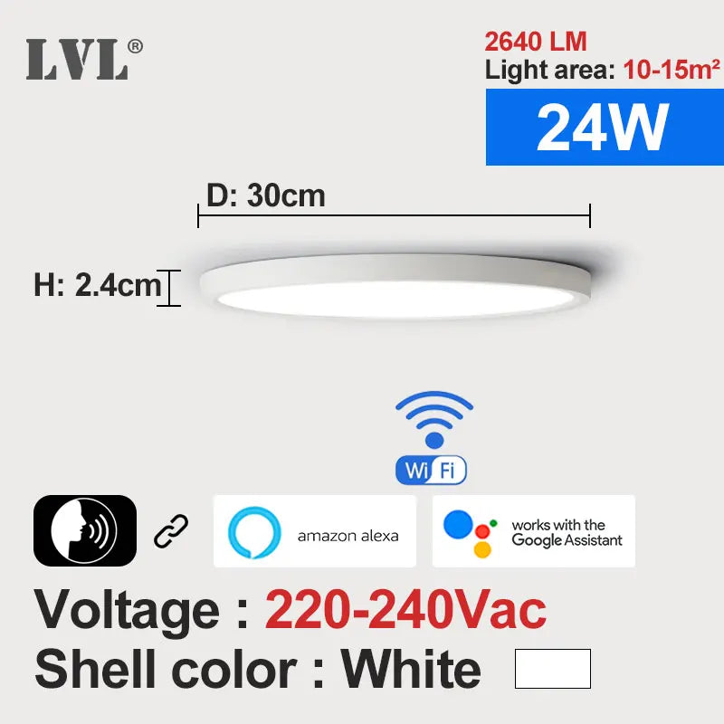 Modern Led Smart Ceiling Light Golden Wood Grain Dimmable Home Lighing WiFi Tuya App Voice Control Surface Mounting Ceiling Lamp