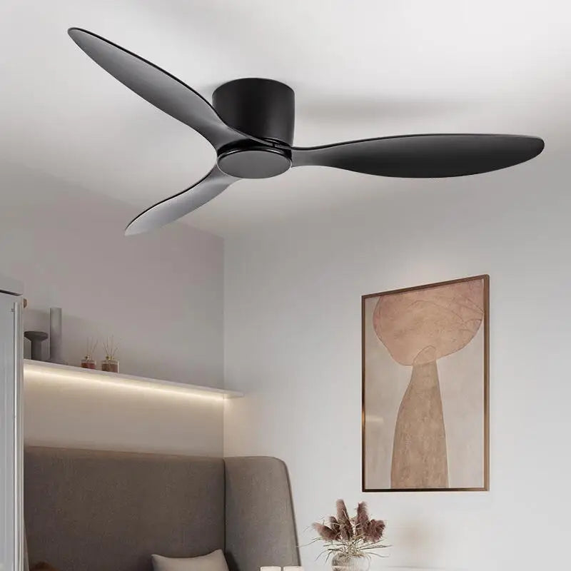42 52 Inch Ceiling Fans No Light DC Motor Remote Control Cooling Fans Lamp Low Floor Ceiling Fan White wood Black Color FANS