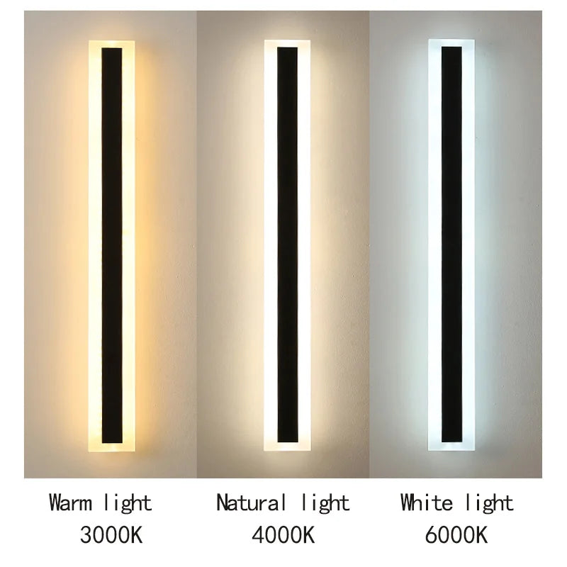 Outdoor IP65 waterproof Long strip lamp, simple LED wall light suitable for courtyard, villa, gate, garden outdoor decoration