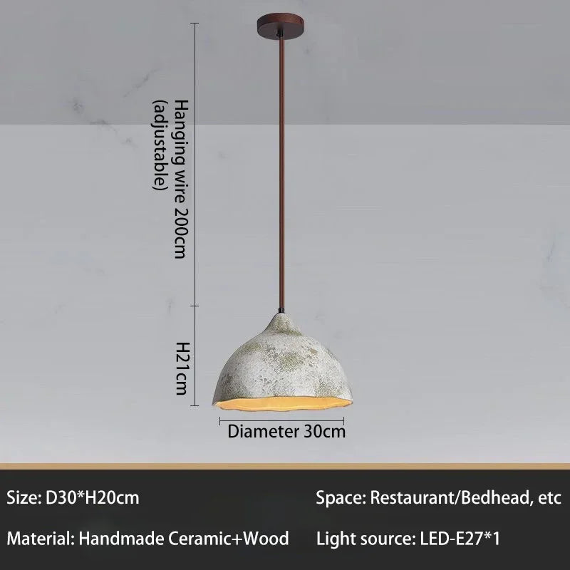Classical Ceramic Pendant Light Coffee Shop Light Shop Lighting Tea Room Bar Table Lamp Retro LED Wooden Small Chandelier