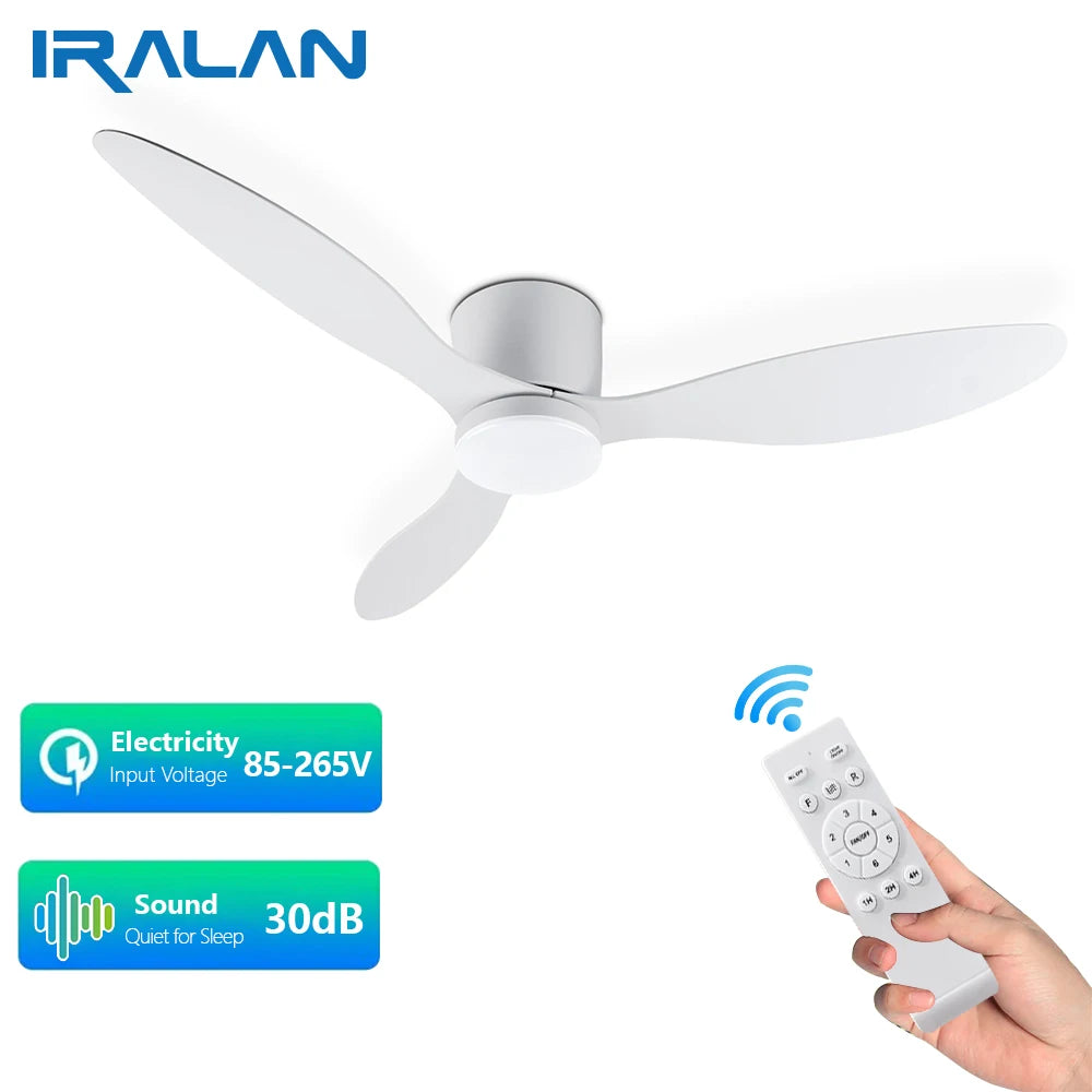 IRALAN Modern LED Ceiling Fan Light With Remote Control Low Floor Decorative Light Energy-saving Light With Fan In Bedroom Home