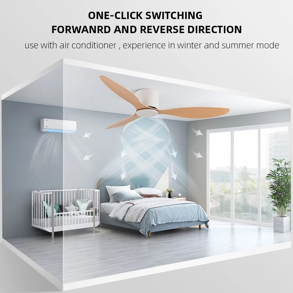 IRALAN 42inch/52inch Ceiling Fan without Light,6-Speed Reversible, Timer, Outdoor Bedroom Living Room-White/Black/Wood