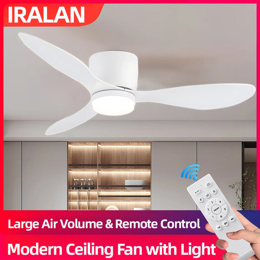 IRALAN Modern Ceiling Fan with LED Light DC motor Large Air Volume Remote Control for Kitchen Bedroom Dining room Patio