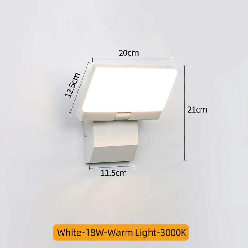 LED Wall Lamp Outdoor Waterproof IP65 Interior Wall Light 180° Rotation Porch Garden Lights  Street Corridor Stairs Lighting 18W