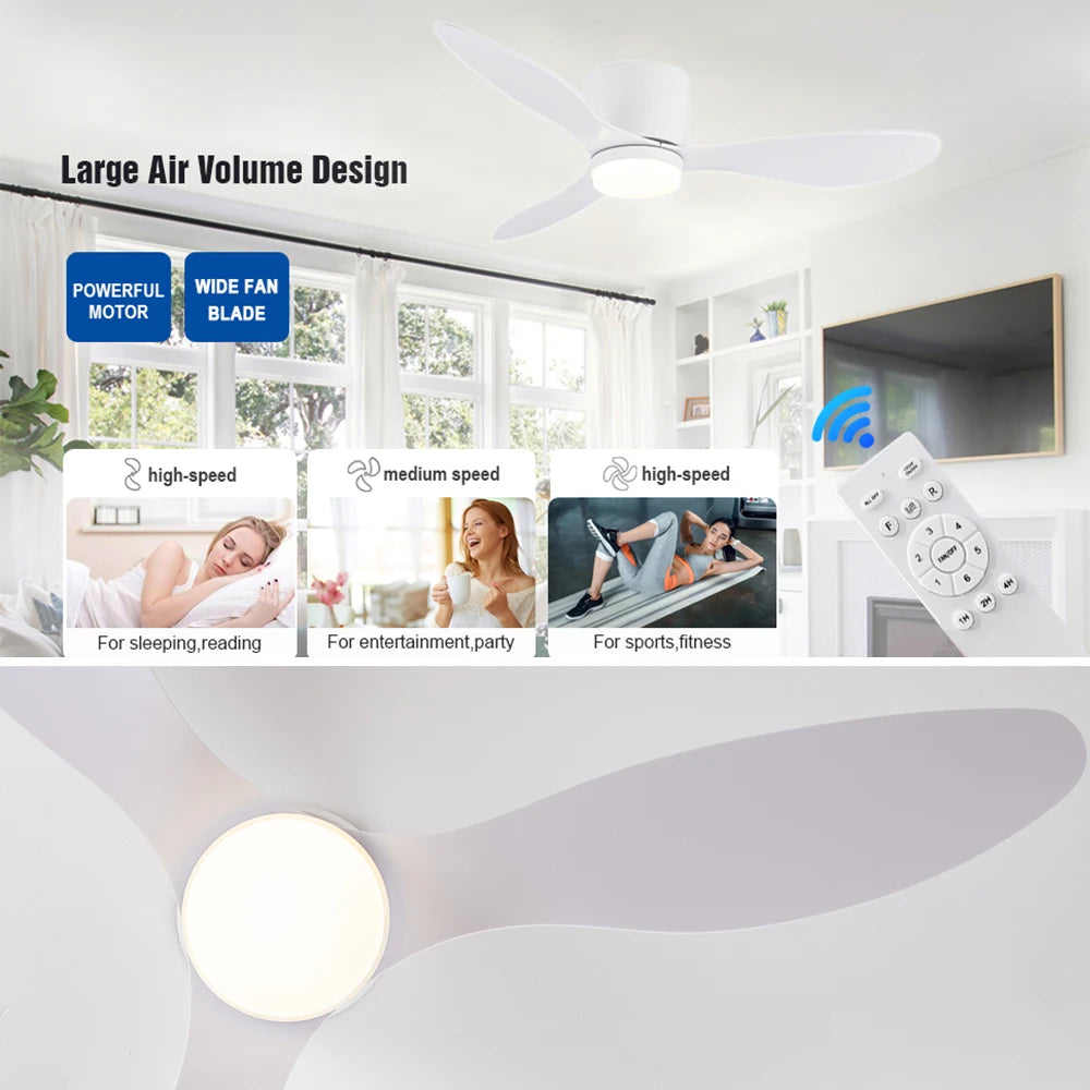 IRALAN Modern LED Ceiling Fan Light With Remote Control Low Floor Decorative Light Energy-saving Light With Fan In Bedroom Home