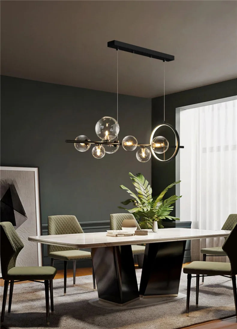 Artpad Black LED Chandelier Light Bubble Nordic Lights Pendant Led Lighting for Dining Room Hanging lights Fixture with G9 Bulb