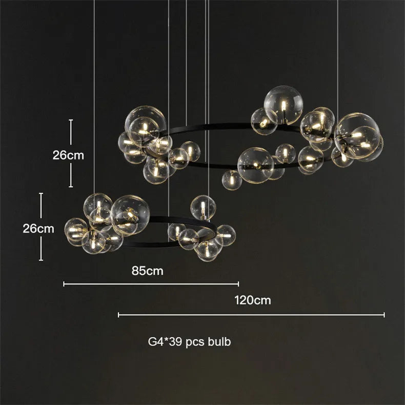 Artpad Black LED Chandelier Light Bubble Nordic Lights Pendant Led Lighting for Dining Room Hanging lights Fixture with G9 Bulb