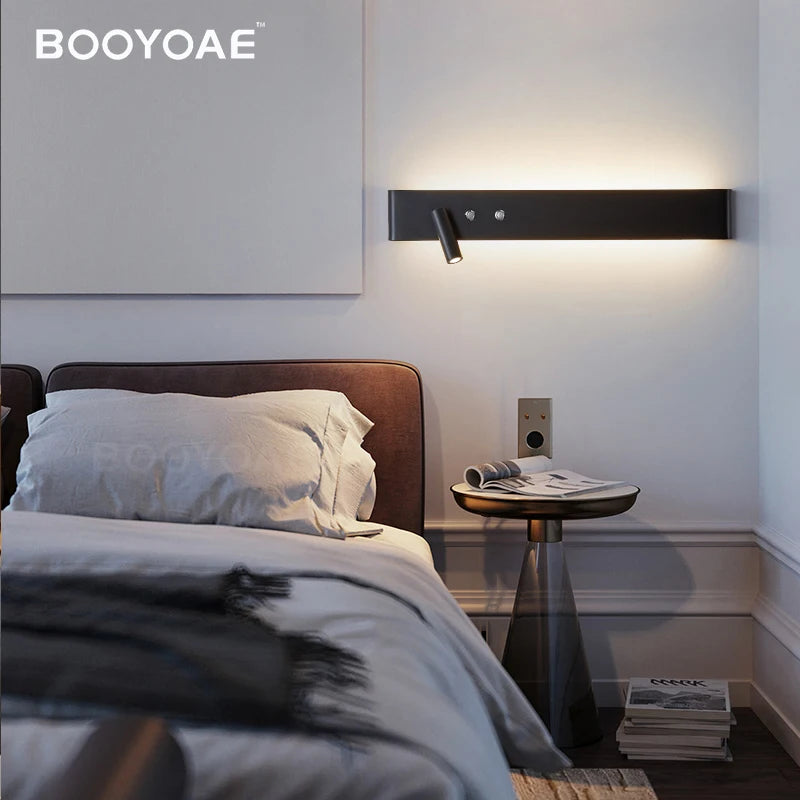 Modern Wall Lamp With Switch For Room Bedroom Bedside Hotel Lighting Sconce Indoor black white Rotatable wall light decoration
