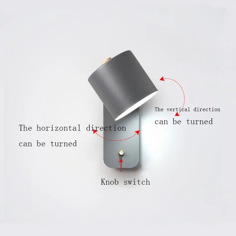Modern LED Indoor Wall Lamps Rotation Adjustable Switch Wall Sconce With Knob Switch Stair Fixture Hallway Green LED Wall Light