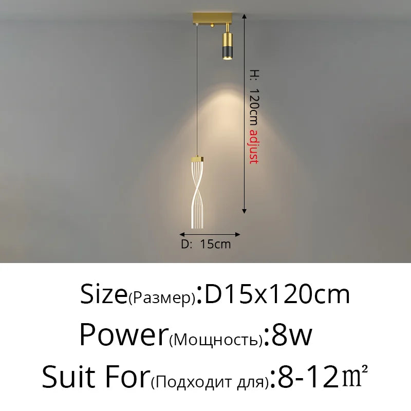 Modern Acrylic LED Chandelier Indoor Lighting For Bedroom Hallway Kitchen Living Room Bar With Spot Lamps Adjust Pendant Lights