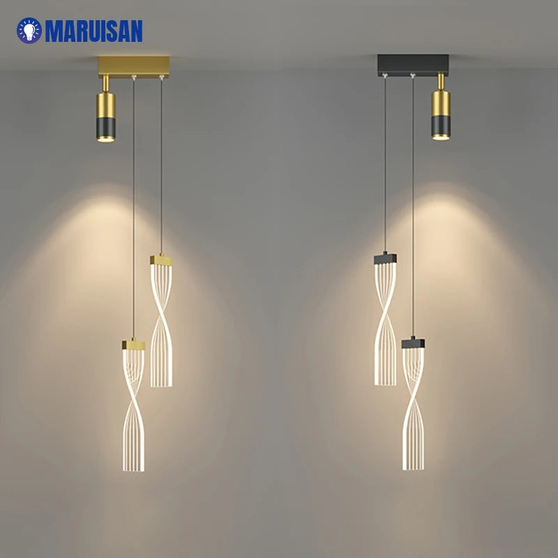 Modern Acrylic LED Chandelier Indoor Lighting For Bedroom Hallway Kitchen Living Room Bar With Spot Lamps Adjust Pendant Lights