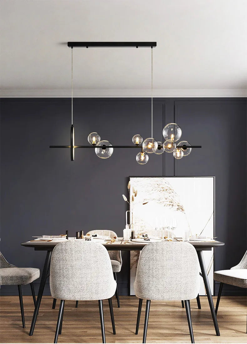 Artpad Black LED Chandelier Light Bubble Nordic Lights Pendant Led Lighting for Dining Room Hanging lights Fixture with G9 Bulb