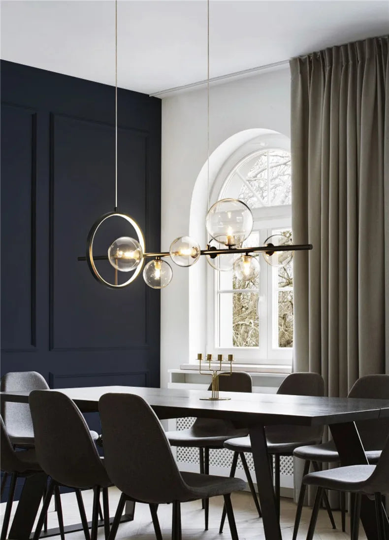 Artpad Black LED Chandelier Light Bubble Nordic Lights Pendant Led Lighting for Dining Room Hanging lights Fixture with G9 Bulb