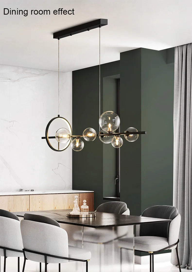 Artpad Black LED Chandelier Light Bubble Nordic Lights Pendant Led Lighting for Dining Room Hanging lights Fixture with G9 Bulb