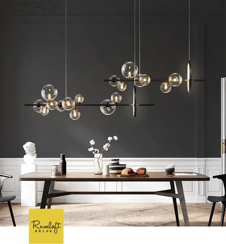 Artpad Black LED Chandelier Light Bubble Nordic Lights Pendant Led Lighting for Dining Room Hanging lights Fixture with G9 Bulb