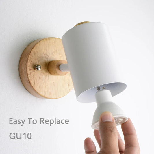 Nordic Indoor GU10 Wall lamp Wooden 6 Color Wall lights For home bedroom Living room Aisle Decorate