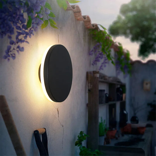 LED Outdoor Waterproof Wall Light Round LED Garden Wall Lamp Aisle Light Exterior Wall Balcony Corridor Aluminum Lighting
