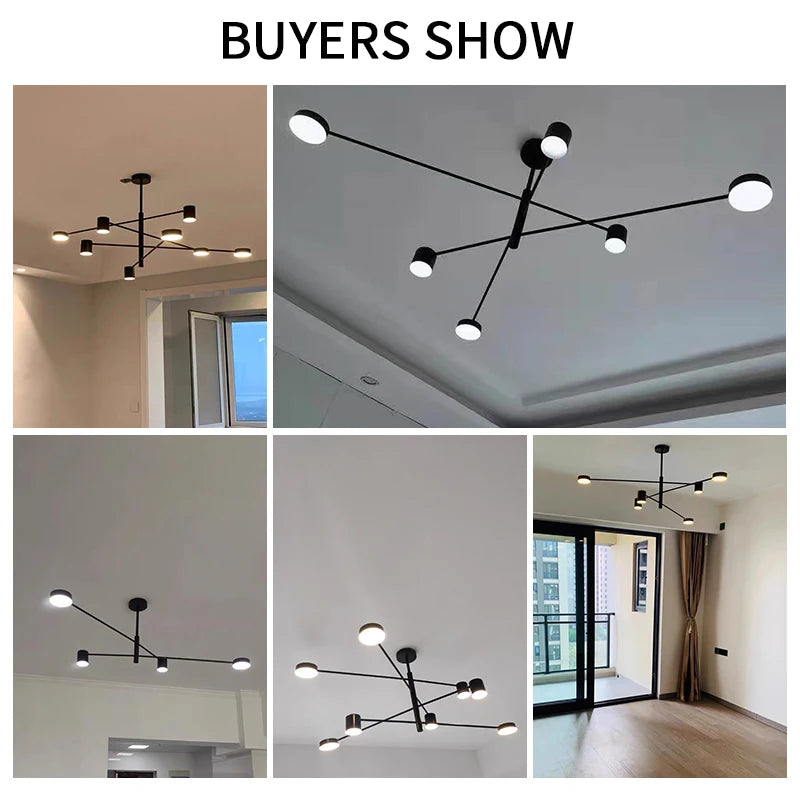 New Modern LED Chandelier Lights Bedroom Living Dining Room Gold Black Indoor Fixture Lighting Lamps Apply To AC90-260V
