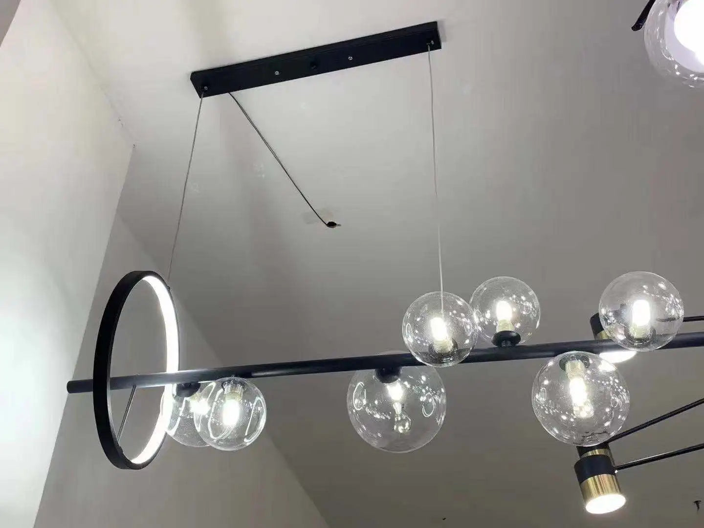 Artpad Black LED Chandelier Light Bubble Nordic Lights Pendant Led Lighting for Dining Room Hanging lights Fixture with G9 Bulb