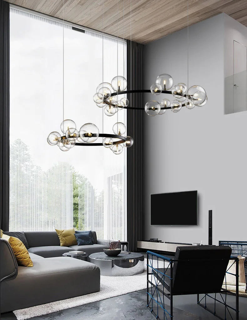 Artpad Black LED Chandelier Light Bubble Nordic Lights Pendant Led Lighting for Dining Room Hanging lights Fixture with G9 Bulb