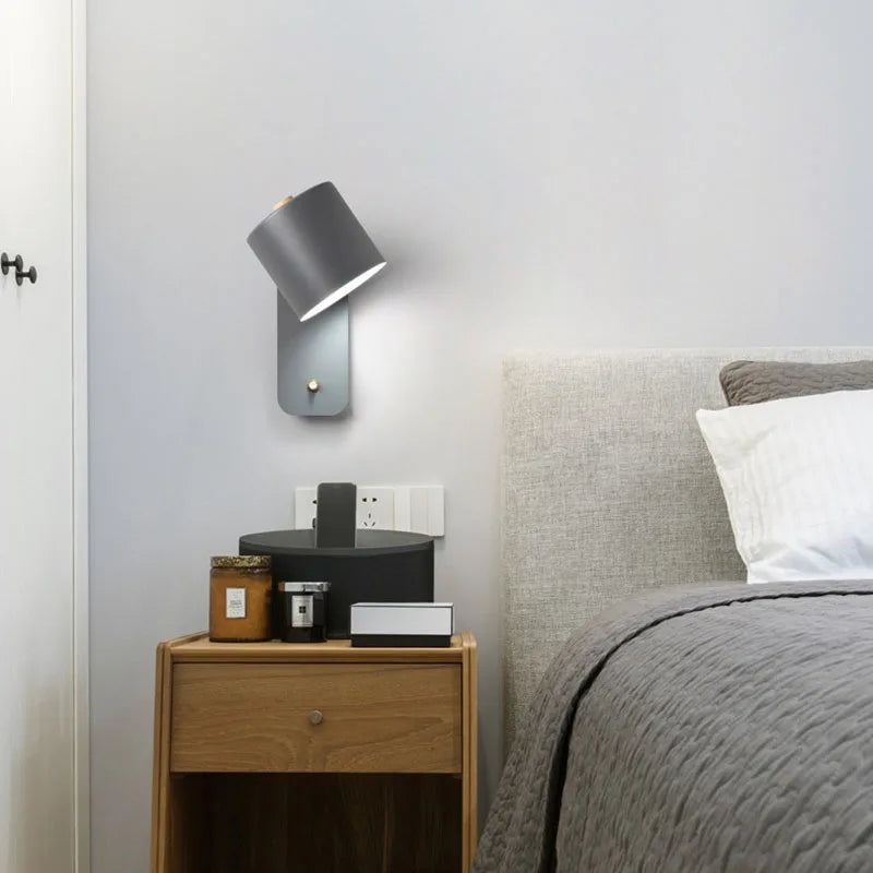 Modern LED Indoor Wall Lamps Rotation Adjustable Switch Wall Sconce With Knob Switch Stair Fixture Hallway Green LED Wall Light