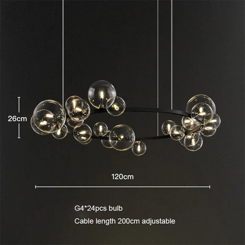 Artpad Black LED Chandelier Light Bubble Nordic Lights Pendant Led Lighting for Dining Room Hanging lights Fixture with G9 Bulb
