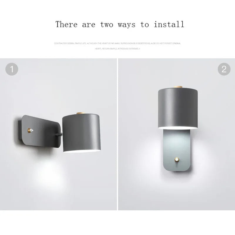 Modern LED Indoor Wall Lamps Rotation Adjustable Switch Wall Sconce With Knob Switch Stair Fixture Hallway Green LED Wall Light