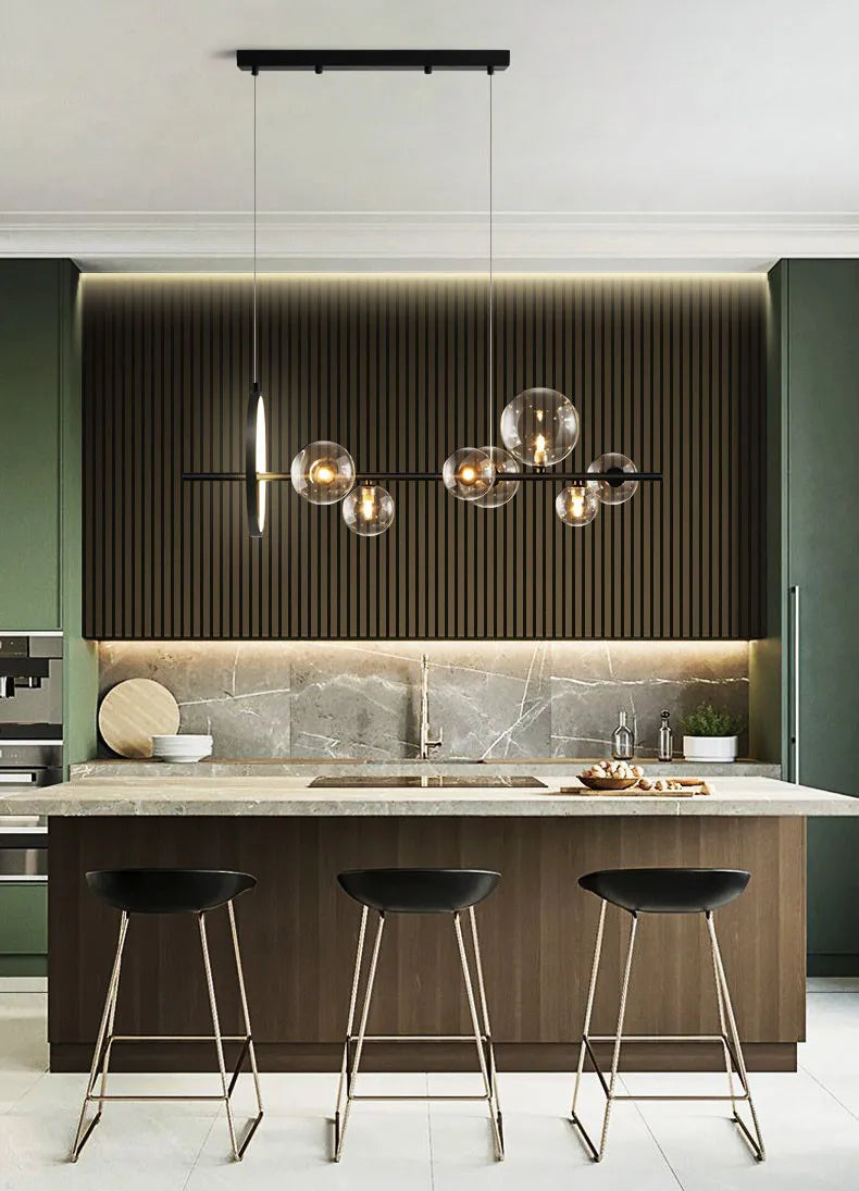 Artpad Black LED Chandelier Light Bubble Nordic Lights Pendant Led Lighting for Dining Room Hanging lights Fixture with G9 Bulb