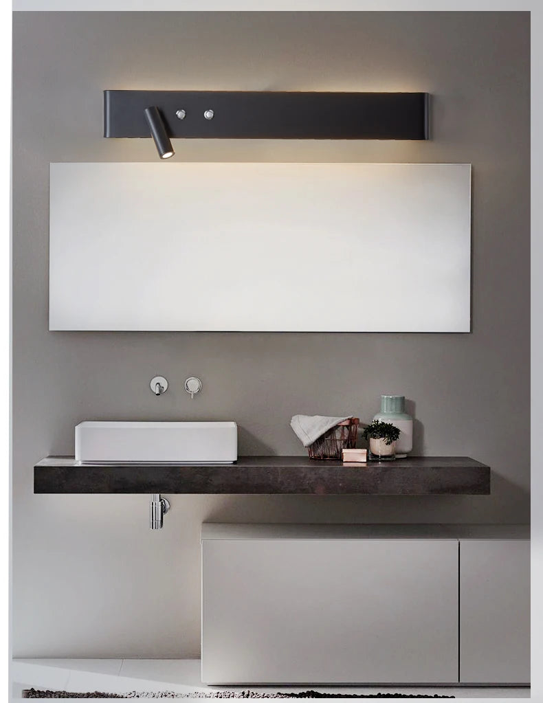 Modern Wall Lamp With Switch For Room Bedroom Bedside Hotel Lighting Sconce Indoor black white Rotatable wall light decoration