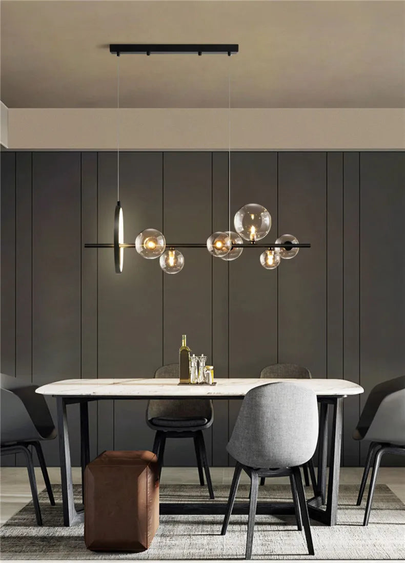 Artpad Black LED Chandelier Light Bubble Nordic Lights Pendant Led Lighting for Dining Room Hanging lights Fixture with G9 Bulb