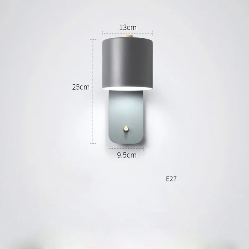 Modern LED Indoor Wall Lamps Rotation Adjustable Switch Wall Sconce With Knob Switch Stair Fixture Hallway Green LED Wall Light