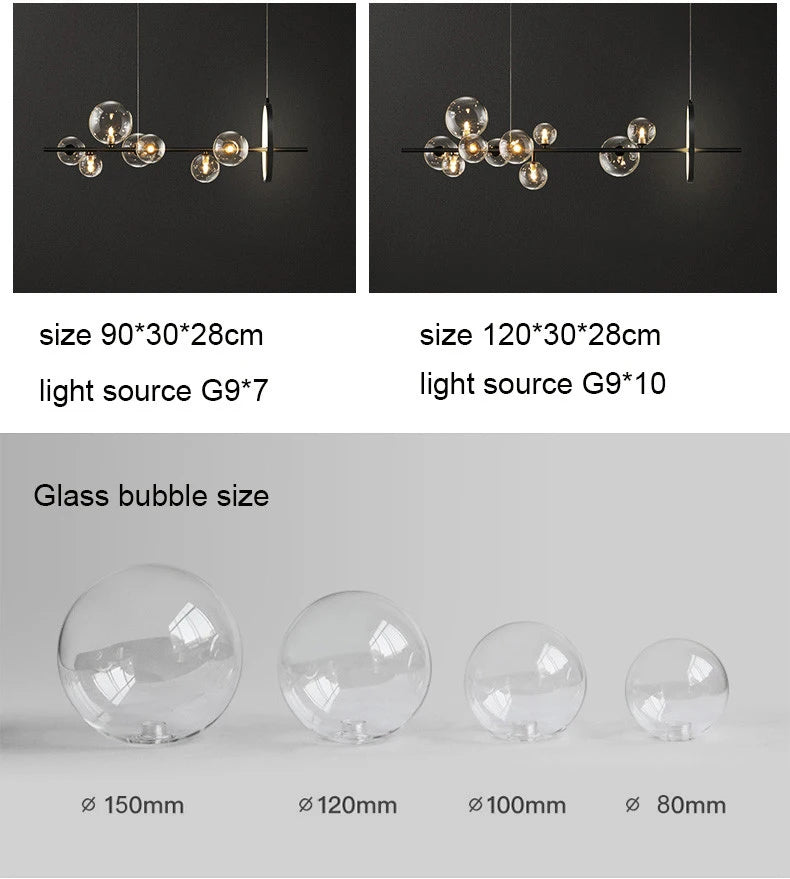 Artpad Black LED Chandelier Light Bubble Nordic Lights Pendant Led Lighting for Dining Room Hanging lights Fixture with G9 Bulb