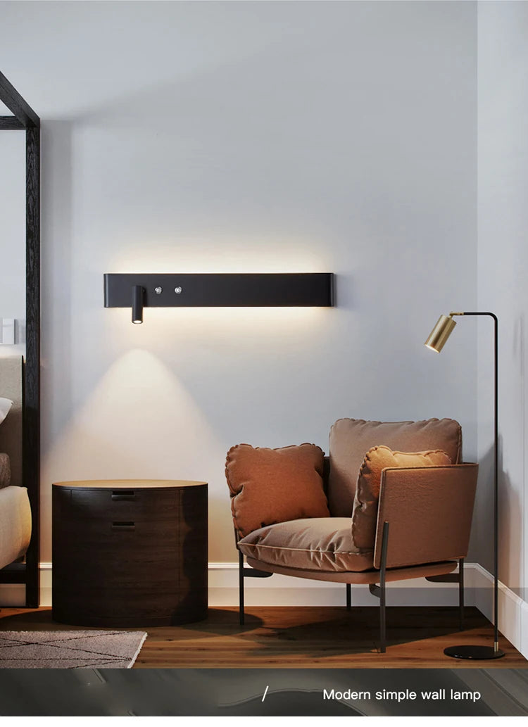 Modern Wall Lamp With Switch For Room Bedroom Bedside Hotel Lighting Sconce Indoor black white Rotatable wall light decoration