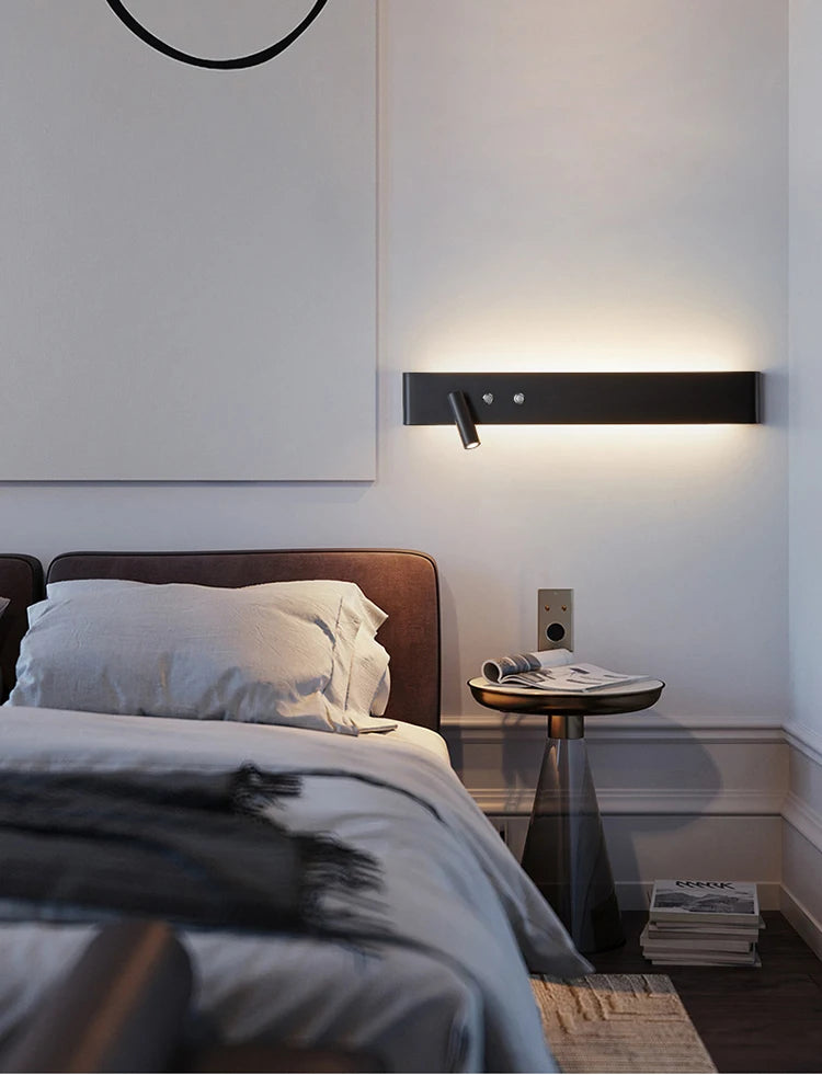 Modern Wall Lamp With Switch For Room Bedroom Bedside Hotel Lighting Sconce Indoor black white Rotatable wall light decoration