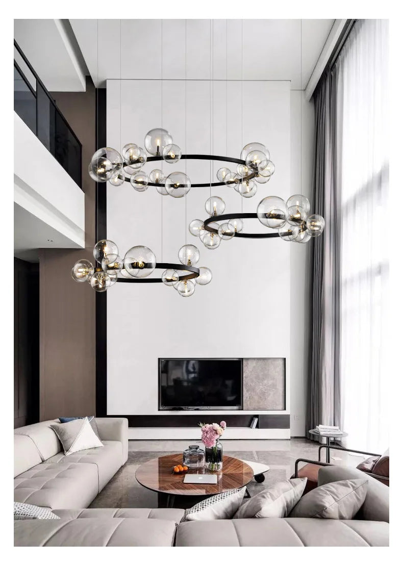 Artpad Black LED Chandelier Light Bubble Nordic Lights Pendant Led Lighting for Dining Room Hanging lights Fixture with G9 Bulb