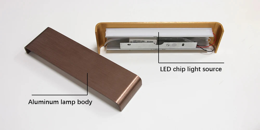 Modern Indoor Wall Lamps Simple Strip Lamp Bedroom Living Room Wall Lights Gold/coffee color Aluminum Wall Lamp Lighting Fixture
