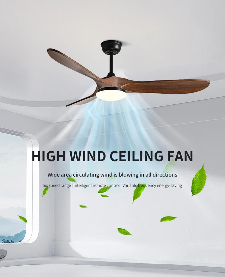 American Retro Ceiling Fan, Nordic Living Room, Dining Room, Industrial Variable Frequency Dimming Remote Control Electric Fan