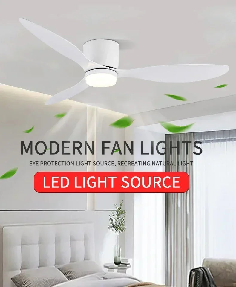 Modern Ceiling Fan, LED Light, DC Motor, High Air Volume Remote Control, Kitchen, Bedroom, Dining Room, Terrace, Pendant Light