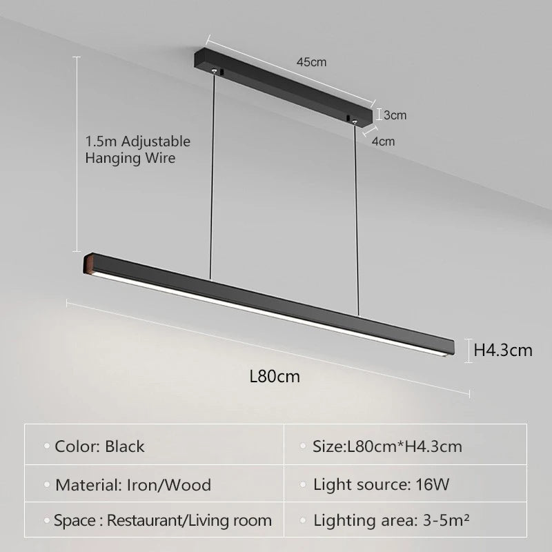 Modern LED Pendant Light 80/100CM Lines High-End Feel For Restaurants Offices Conference Rooms Long Strip Lighting Fixtures
