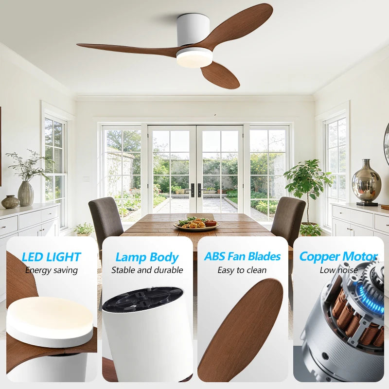 25/42/52inch Modern Ceiling Fan with LED Light APP Control DC motor Large Air Volume Simple Home Fan 110-230V