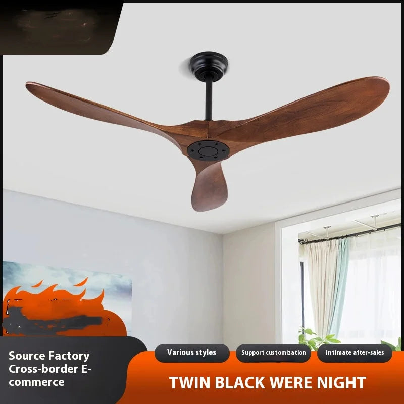 85-265V Solid Wood Bland 52 60 Inch Ceiling Fans with LED DC Motor Remote Control