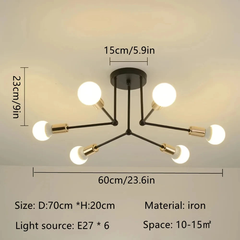 Modern Led Spider Ceiling Lighting Industrial Iron Black/Golden Nordic Minimalist Home Decoration Living Room Dining Room Ceilin