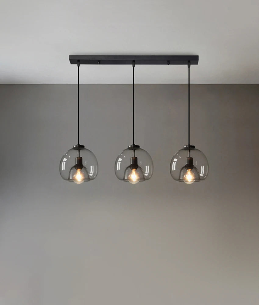 Glass Led Ceiling Chandelier E27 Black Pendant Lamp For Living Room Dining Table Kitchen Bedroom Modern Gray Art Hanging Light