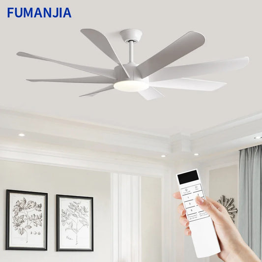 FUMANJIA 60Inch Ceiling Fan with Light - 8 Blades, DC Motor & Remote Control, 6-Speed Adjustment, ABS Blades for Dining Rooms