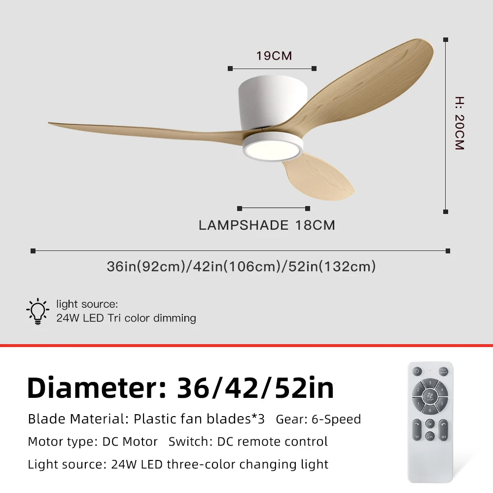 FUMANJIA 36/42/52 Inch Inverter Ceiling Fan with Light, Super - Silent, Ideal for Bedroom, Dining, Living Room & Office