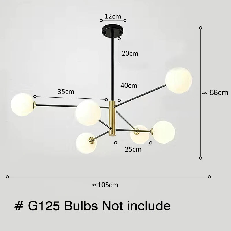 Nordic Modern Chandelier Hanging Lamps For Ceiling Home Decor Living Room Bedroom Pendant Indoor Fixtures E27 G95 G125 Milk Bulb