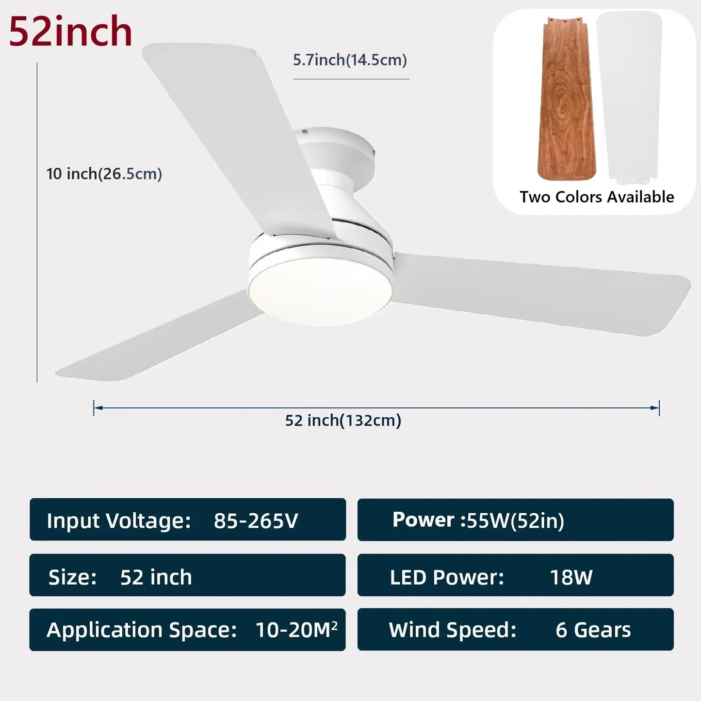 Silent Ceiling Fan with Light LED Smart Remote Control Dimmable 6-Speed Electric Fan Simple Energy-saving Large Home Ceiling Fan