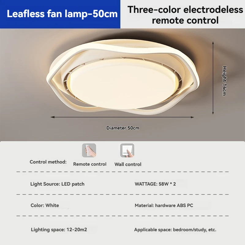 Full spectrum bladeless fan light new model, invisible and silent ceiling fan light for bedroom and master room