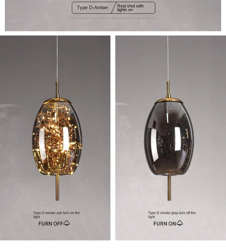 Modern Led Glass Pendant Lights for Bedroom Bedside Bathroom Hanging Lighting Ceiling Chandelier Lamp Decoration String Line