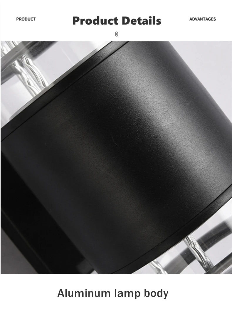 E27 LED Outdoor Wall Lamp Sensor Up Down Glass Aluminum Waterproof Garden Light Corridor Street Exterior Wall Sconce 110V 220V